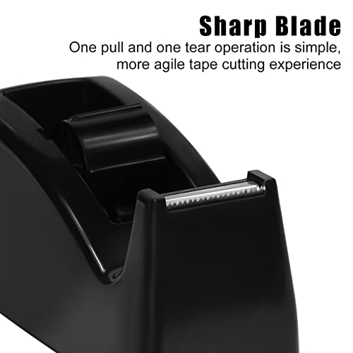 Weighted Desktop Tape Dispenser 3-Pack with Non-Skid Base – Black