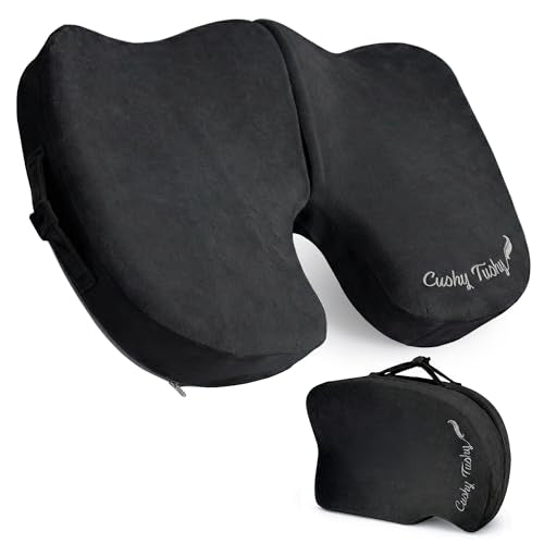 Cushy Tushy Premium Foldable Travel Seat Cushion, Black – Coccyx & Sciatica Relief