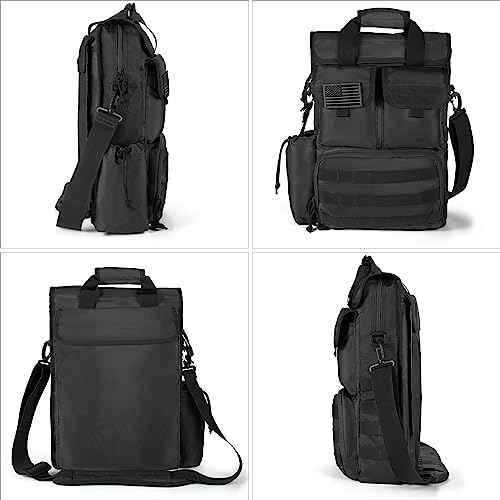 Tactical Briefcase,17.3 Inch Military Laptop Messenger Bag Shoulder Crossbody Bag Handbag for Men (17.3''Black)