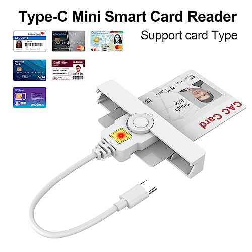 CAC Reader Type C, USB C SmartFold CAC Reader, USB C DOD Military Common Access Smart Card Reader and ID Card Reader,Compatible with Mac Os, Windows,Linux(Mini Foldable and Portable Type C)