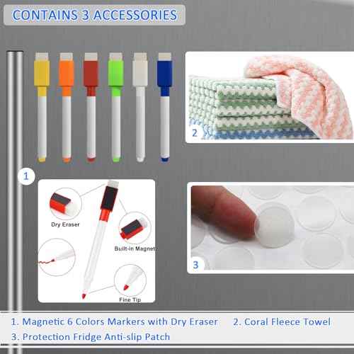 8"x12" Acrylic Magnetic Dry Erase Board for Fridge, Clear Acrylic Magnet Calendar for Refrigerator,Includes 6 Dry Erase Markers(Clear Blank)