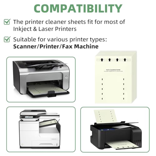 10 Pack Printer Cleaning Sheets for Laser & Inkjet Printers - Reusable Scanner & Copier Maintenace Paper