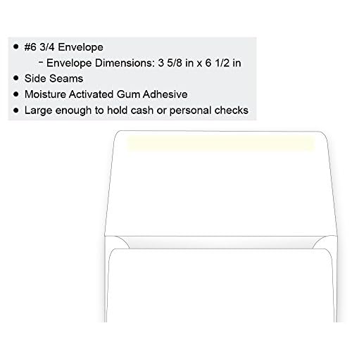 #6 3/4 Remittance Envelope - Wallet Flap - 24# White (3 5/8 x 6 1/2) (Box of 500)