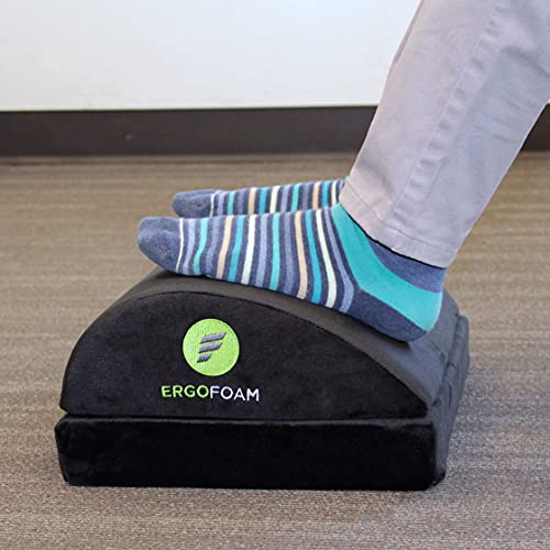 ErgoFoam Chiropractor-Endorsed Orthopedic Teardrop Design 2in1 Adjustable Under Desk Foot Rest for Lumbar Back Knee Pain (Black)