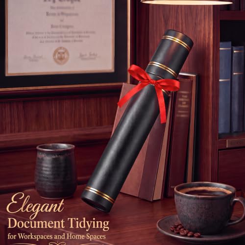 Black Diploma Certificate Scroll Tube Holder 12.6 x 2 x 2 inches with Gold Foil - Classic Design