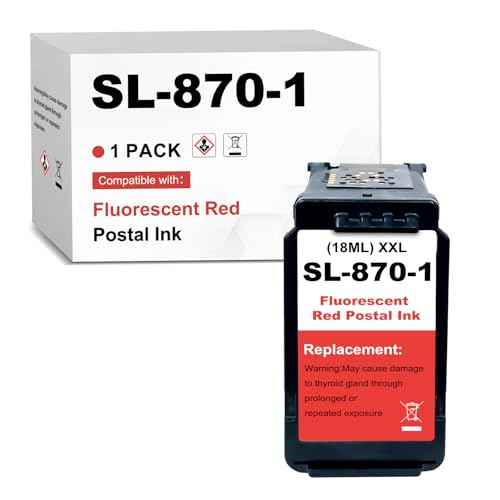 SL-870-1 XXL Fluorescent Red Ink Cartridge Compatible for PB New SendPro Mailstation Postage Meter (CSD1) - 1 Pack(18ML) 18M