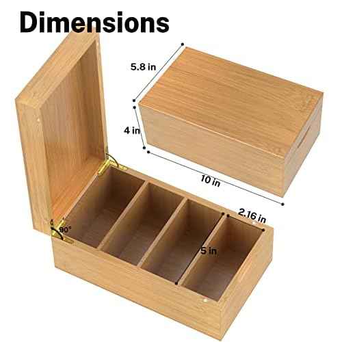 Neando Bamboo Index Card Holder for 3x5 Cards ? Wooden Organizer with Lid, 4 Compartments, 600-Card Capacity, Includes 20 Thick Index Cards & 200 Note Cards? Natural Desktop Filing Box