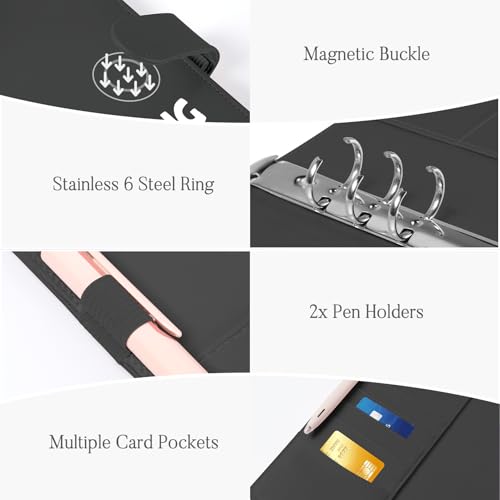 Black A5 Money Saving Challenge Binder with 100 Envelopes & Tracker - Fabmaker