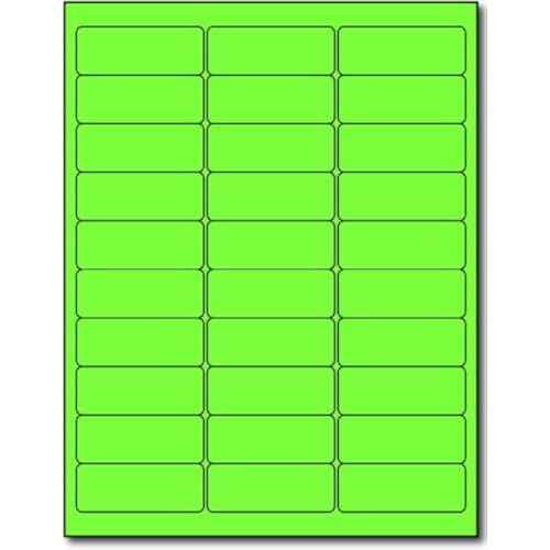 Fluorescent Address Labels - 1" x 2-5/8" - 30 Per Sheet - Bright Neon Color Mailing Stickers for High Visibility - Inkjet/Laser (Green, 3,000 Labels)