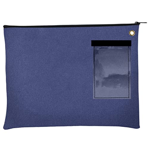 BankSupplies Canvas Interoffice Mailer, 14 oz. - 14W x 11H - Royal Blue - Transit Bag - Large Zipper Bag with Grommet - Use with Padlock or Zip Tie for Security - Interoffice Mail Bag