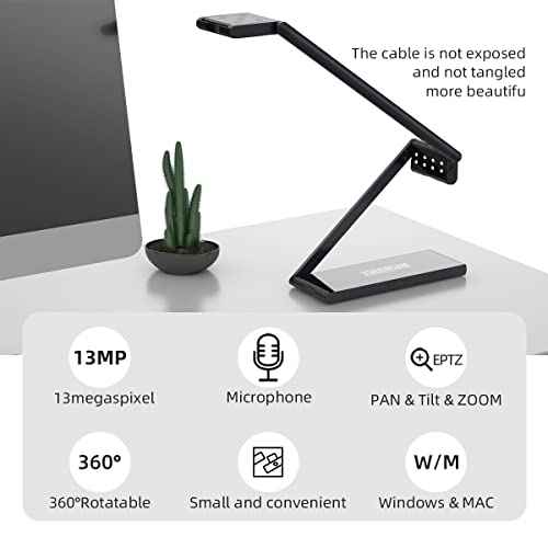 13 MP USB Document Camera for Teacher Teaching Finance Office, 4K UHD A2 Size Capture, with Dual Mode LED Fill Light and Auto Focus, Distance Learning Network, Remote Work, Classroom Use