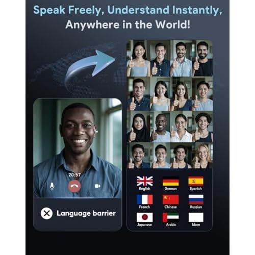 Ai Translation Earbuds Real-Time ? Ear Buds Translators Any Language, Audifonos Traductores Ingl?s Espa?ol, Instant Translating Earbud Devices for Live Global Conversations, Mirror Black