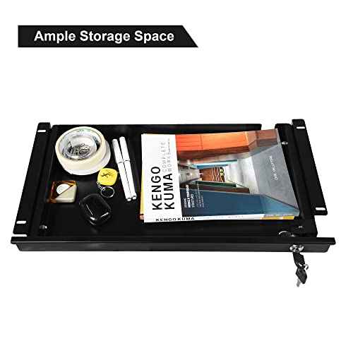 Frassie 17 Inch Under Desk Pull-Out Drawer with Lock Office Mounted Sliding Metal Pencil Drawer for Standing Desk