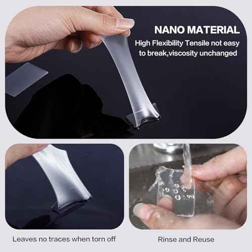 48PCS Nano Double Sided Adhesive Pads,Waterproof No Damage Removable Heavy Duty Mounting Tapes,Clear Residue-Free Strong Sticky Pads for Walls,Hanging Pictures, DIY Craft Home Office