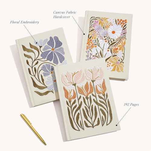 Lady Jayne Embroidered Canvas Hardcover Journal, with Built-In Bookmark ? 192 pages, 6¡± x 8.5¡± ? Flower Market Wildflowers (80906)