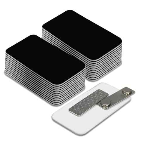 Black Name Tag Blanks ? 25 Pack, 1.5" x 3", Round Corners, DIY Engravable Plastic Badges with Magnetic Backing ? All Quality Badges