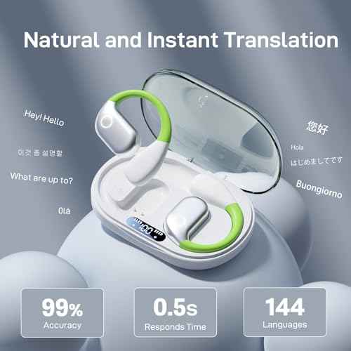 AI Real-Time Translation Earbuds for iPhone & Android - 144 Language Translator Headphones, 3-in-1 Bluetooth Earbuds with Portable Charging Case for Travel, Business, Learning