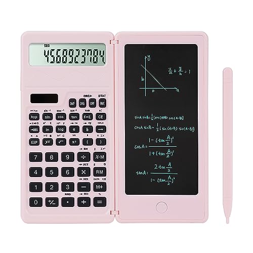 Pink Scientific Calculator for Students with Notepad - Dual Power, 10-Digit LCD