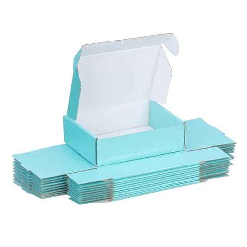 FARRAY 50 Pack of 7x5x2 Inches Small Shipping Boxes, Durable Corrugated Cardboard Boxes for Shipping, Gift, Mailing and Packaging, Teal