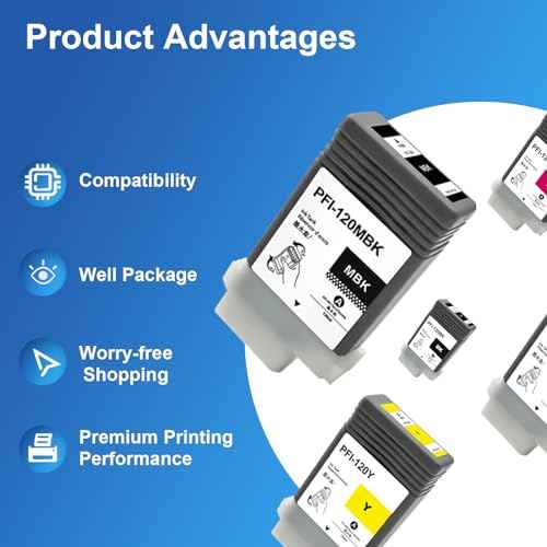 PFI-120 MBK Pigment Compatible with Canon PFI-120 Ink Cartridge Replacement for Canon imagePROGRAF IPF TM-200 TM-205 TM-300 TM-305 Printer 130ML (2 Pack Matte Black)
