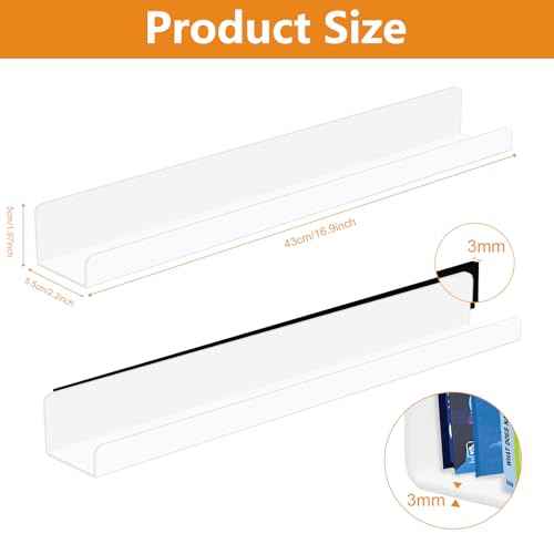 2 Pack Magnetic Book Shelf - Acrylic Reusable Display Panel for Whiteboards, Classrooms & Home, Adhesive-Free Storage with 11lb Capacity (White)