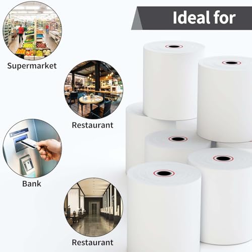 30 Rolls Thermal Receipt Paper Rolls, 3-1/8 x 230ft Thermal Paper, POS Cash Register Paper Rolls for Clover Flex, Square Terminal, 58mm POS System