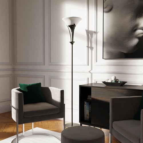 Globe Electric 63361 Gatineau 70" Floor Lamp, Dark Bronze Finish, Alabaster Glass Shade, 0