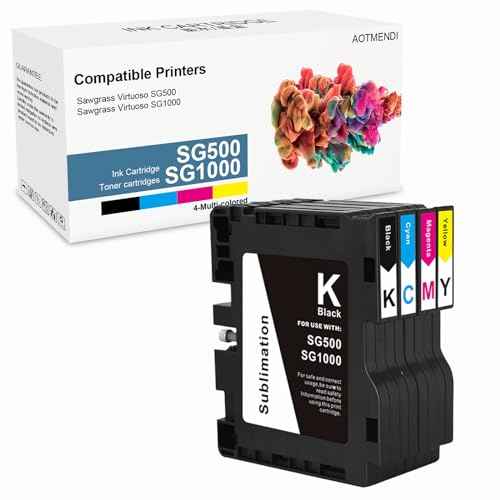 SG500 SG1000 New Sublimation Ink Cartridge Compatible with Sawgrass Virtuoso SG500 SG1000 Printers(1 Black, 1 Cyan, 1 Magenta, 1 Yellow, 4-Pack)