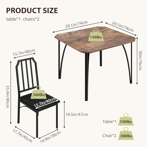 IDEALHOUSE Dining Table Set for 2 – Farmhouse Kitchen Table with 2 Chairs