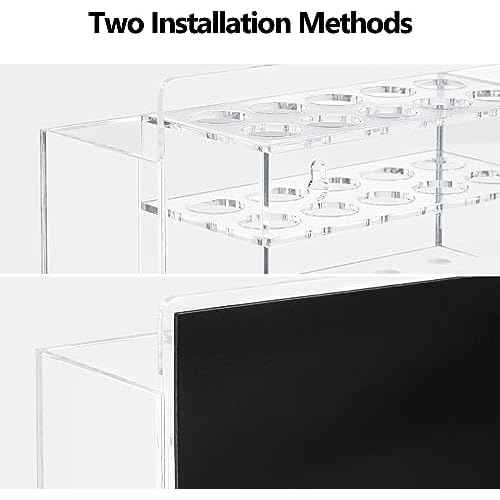 HBlife 2 Pcs Acrylic Magnetic Dry Erase Marker Holder for Whiteboard, Wall Mount 10 Slots Magnet Pen Pencil Holder for Fridge Refrigerator, Locker Organizer Accessories for Classroom Office, Clear