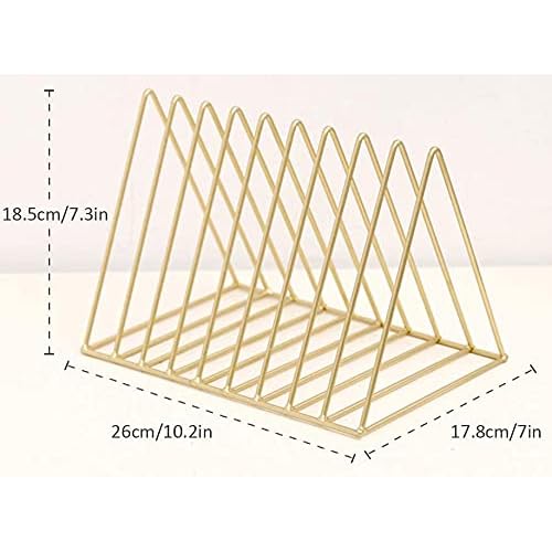 Skywin Record Organizer, 2 Pack Vinyl Rack Storage, Triangle File Organizer for Desk, Vinyl Record Rank Holds Up To 60 Albums, Space Saving Magazine Holder (Gold)