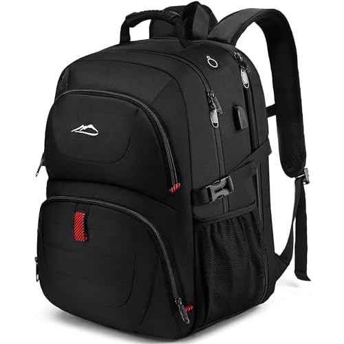 ProEtrade Travel Backpack, Extra Large Laptop Backpack School Business Anti Theft TSA Approved College Work Computer Bag Fits 17 Inch Laptop with USB Charging Port Bookbag for Women Men(Black)