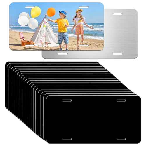 20 Pack Black Aluminum License Plate Blanks ? 6x12 Inch Metal Tags for Laser Engraving, Vinyl, UV Printing, Bulk Custom Design Plates - 0.025 Thickness/0.65mm