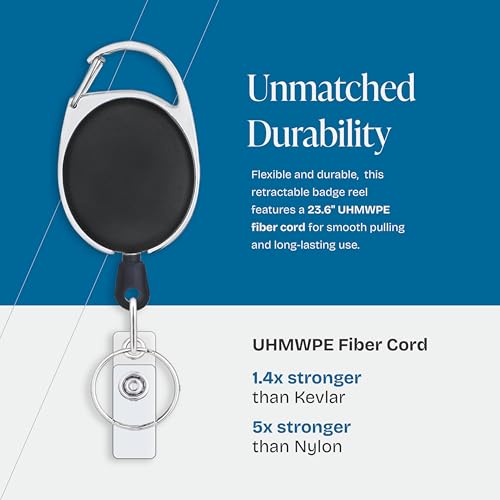 Will Well Heavy Duty Retractable ID Badge Holder 2 Pack Vertical Black