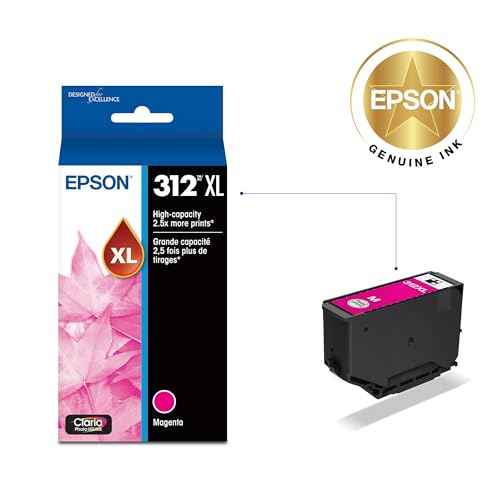 EPSON 312 Claria Photo HD Ink High Capacity Magenta Cartridge (T312XL320-S) Works with Expression Photo XP-8500, XP-8600, XP-8700, XP-15000