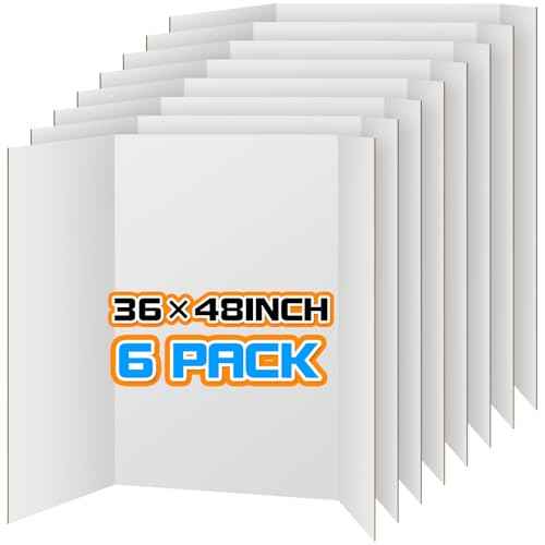WinTS 6 Packs 36" x 48" Trifold Poster Board White TriFold Poster Boards Corrugated Presentation Board Large&Sturdy Foldable Poster Board for Presentations,School Projects,Science Fair