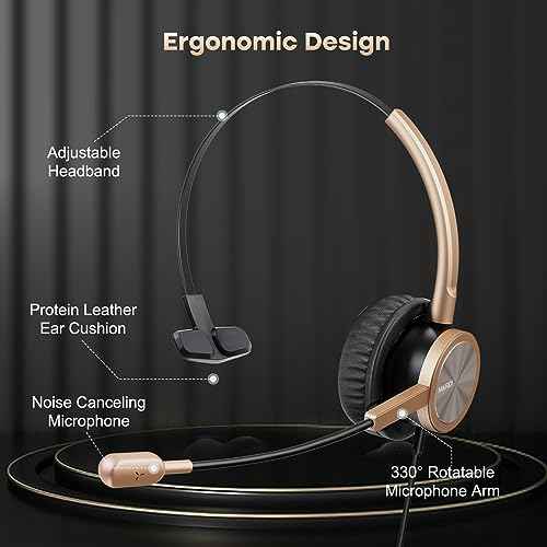 MAIRDI Telephone Headset with RJ9 & 3.5mm Jack for Office Landline Deskphone Cell Phone PC Laptop, Call Center Phone Headset with Microphone, Works for Cisco 7941 7965 6941 7861 8961