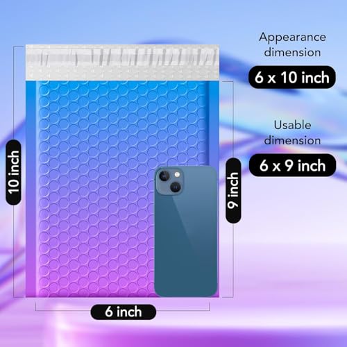 Fuxury 6x10-Inch Blue Purple Bubble Mailers 100 Pack – Opaque Padded Envelopes for Shipping