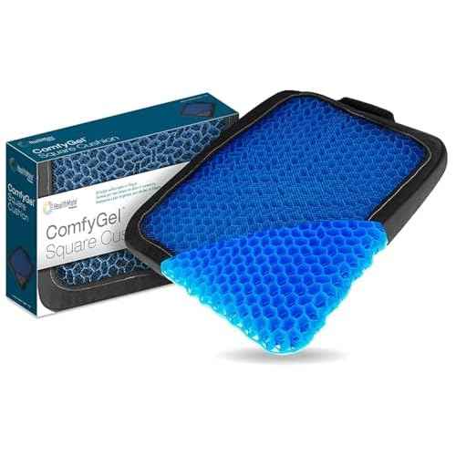 HEALTHMATE Comfy Gel Cushion Gel Seat Cushion for Long Sitting for Back, Sciatica and Tailbone Pain Relief, for Office Chair, Car, Wheelchair, Long Trips (Square)
