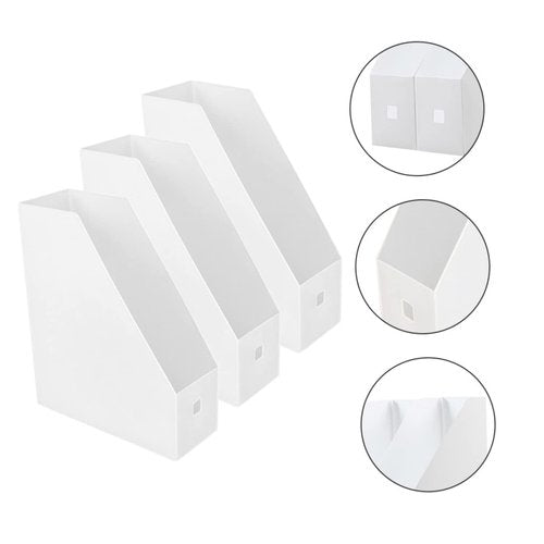 Cabilock 3Pcs Plastic Document Organizer Vertical Desktop File Rack for Office Stylish Magazine Holder for Books Magazines and Documents Easy to Assemble