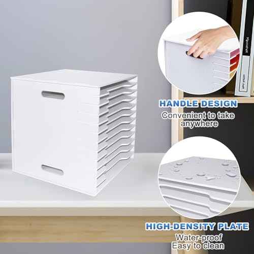 12x12 Scrapbook Paper Organizer Storage,12 Tier Desk File Organizer with Adjustable Shelves,Desktop 12 Slots File Sorter Storage Wide Document Holder Cabinets Letter Mail Tray for Home SchoolOffice