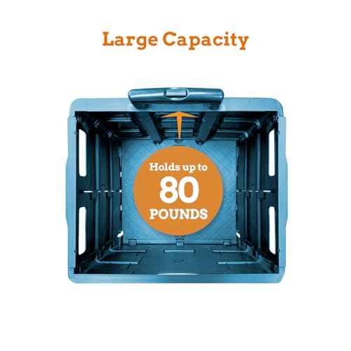 Inspired Living Ultra-Slim Rolling Collapsible Storage Pack-N-Roll Utility-carts, with Telescopic Handle, for Home, Garden, Shopping, Office, School use, Large, Blue, Wave Print