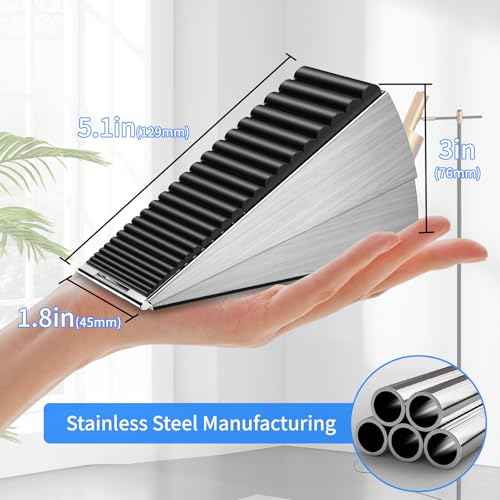 2 Pack Strongest Heavy Duty Door Stopper Wedge - Spring Large Door Stoppers, Tall Door Stoppers for Bottom of Doors, Metal Door Stop 3 Inches High, Non-Slip Rubber Doorstop, Suits Carpet, Tile, Wood