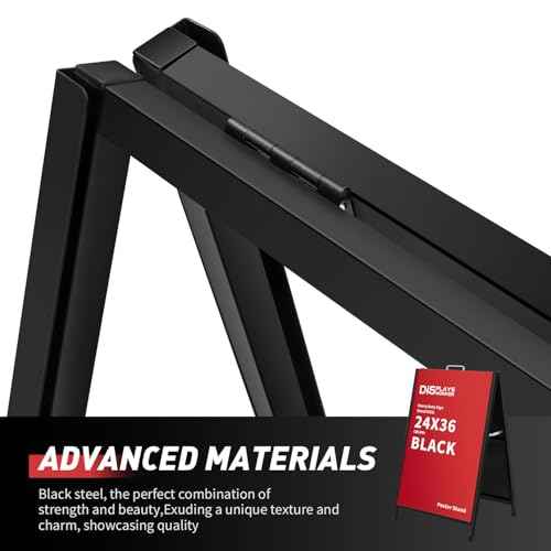 DISPLAYSWORKER Heavy Duty A-Frame Sidewalks Signs 24x36 Inch,outdoor Sandwich Board Sign Black Coated Steel Metal Double-Sided£¬Slide-in Folding (Double Side (flat-pack))
