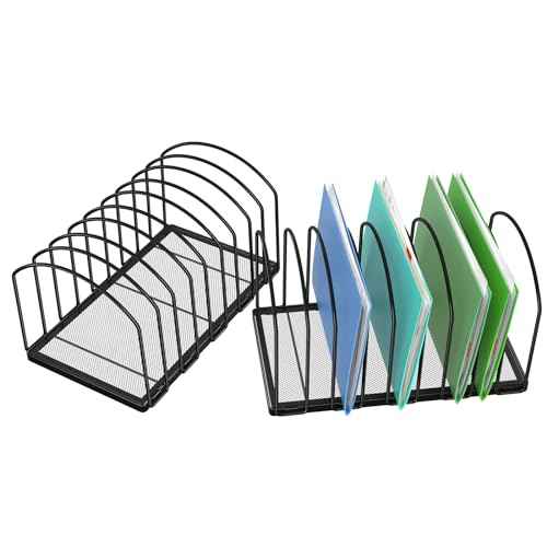 Simple Trending 2 Pack 9 Section Metal File Sorter Organizer for Desk Home Office, Black