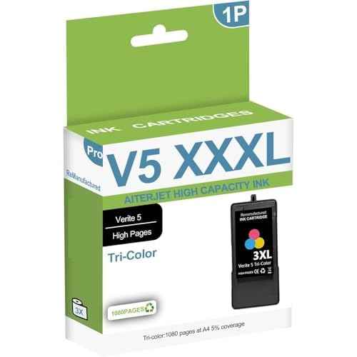 High Pages Ink Cartridge Replacement for KD Remanufactured Verite 5 XXXL for Verite 55W ECO Verite 55 Eco Verite 65XXXL Verite 55XXXL Plus (1 Color 1 Pack)