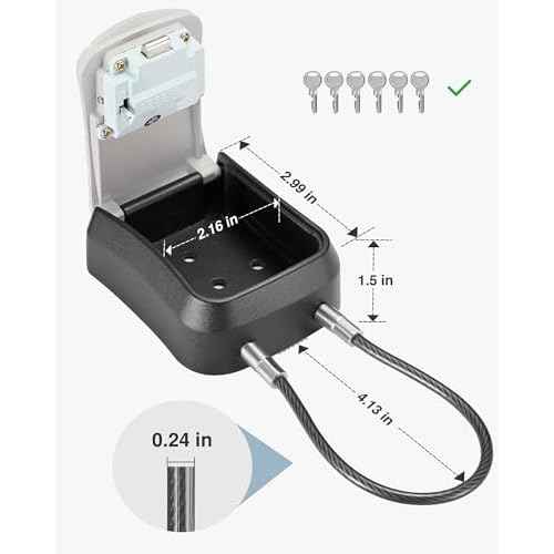 Puroma Lock Box, Portable Key Lock Box with Removable Cable Handle, Resettable Combination Lockbox Wall-Mounted Key Lockbox for House Key, Home, Office, Apartment Warehouse Key Storage (1 Pack, Grey)