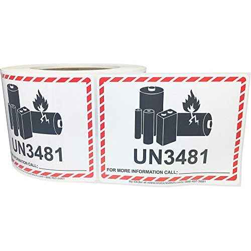InStockLabels Lithium-Ion Battery Caution Label Stickers, 500 Labels, 3.25 x 4.25 Inch - Fragile Stickers for Shipping & Moving Lithium Ion Batteries, Strong Adhesive Safety Shipping Labels