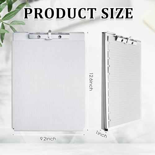 Henoyso Metal Storage Clipboard Bulk Heavy Duty Aluminum Clip Board for Teacher Contractor Medical Construction Office School Classroom, 12.6x9.2x1 Inch, Fit Letter Size 8.5x11 Inch Paper (2 Pcs)
