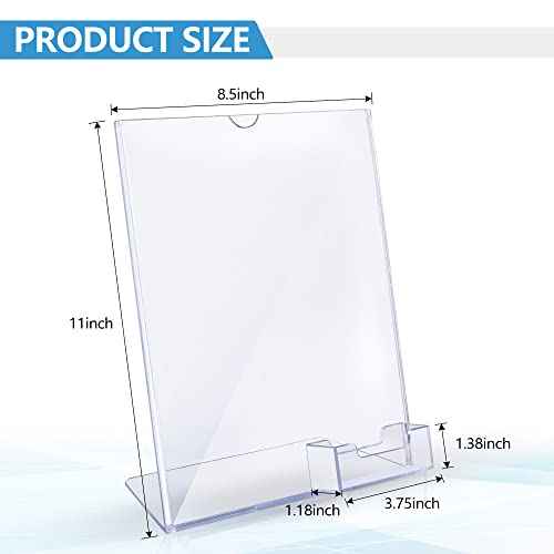 zavekia 8.5 x 11 Acrylic Sign Holder with Business Card Holder, Brochure Display Stand for desktop (8.5 x11 in/4 pack)